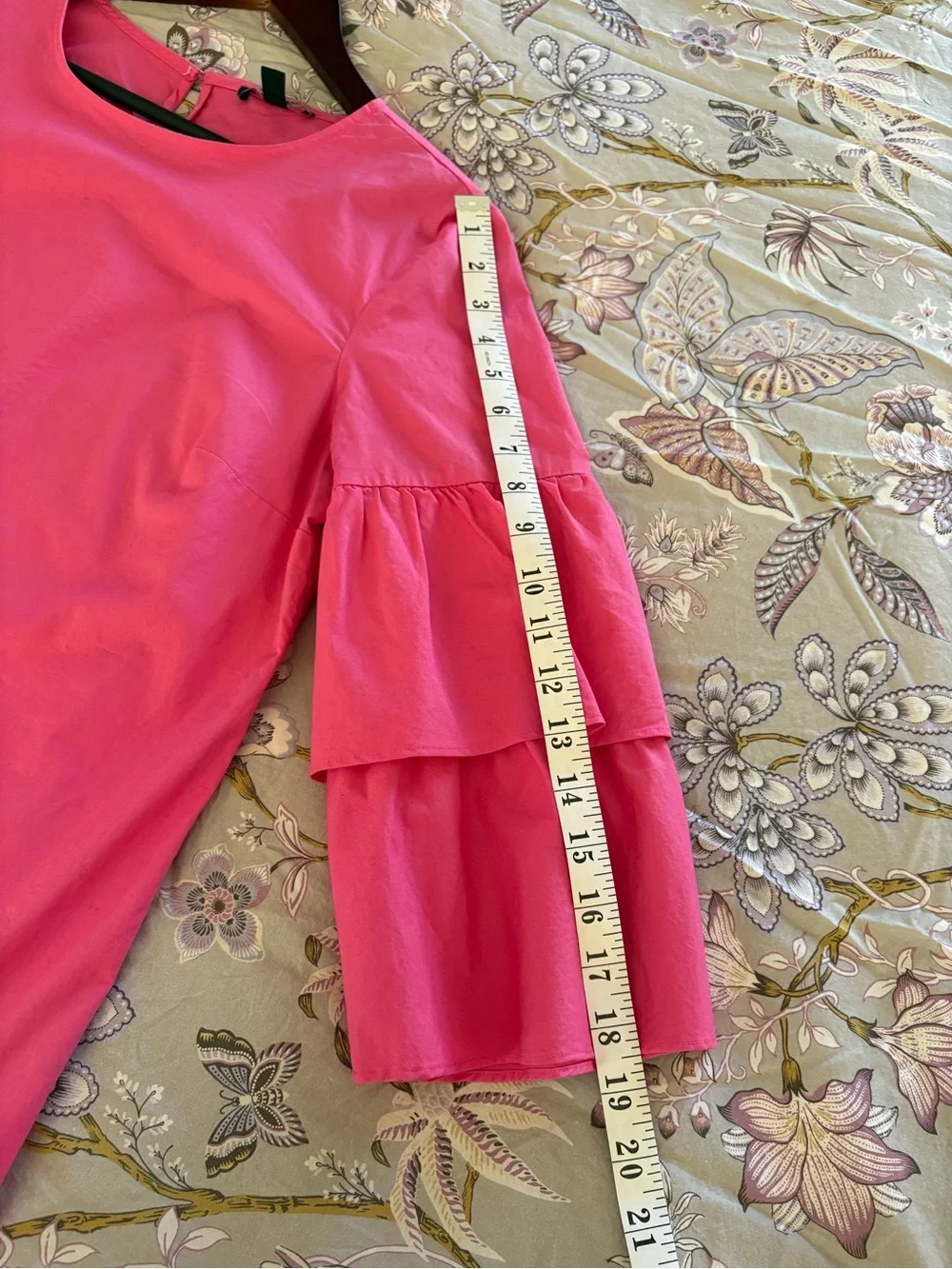 J.Crew Factory, Hot Pink Tiered Ruffle Sleeve Blouse, size 8 - Picture 7 of 7